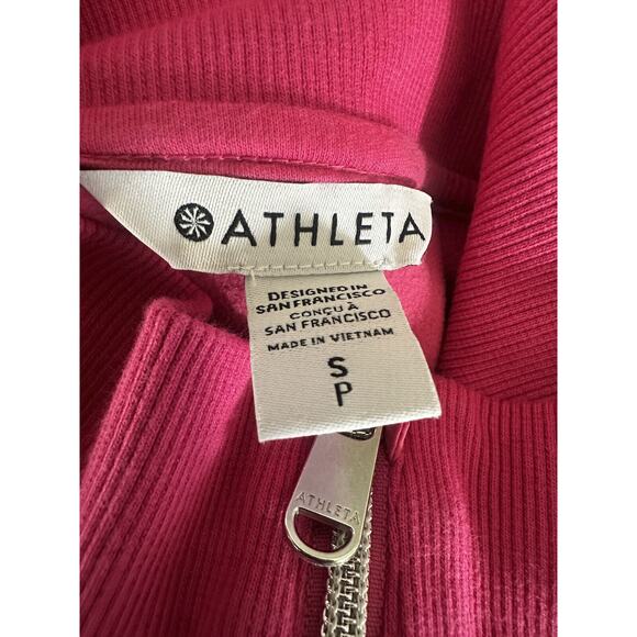 Athleta Triumph Hybrid Half Zip Sweatshirt Jacket Salvia Pink Fuchsia Size Small - Picture 11 of 15